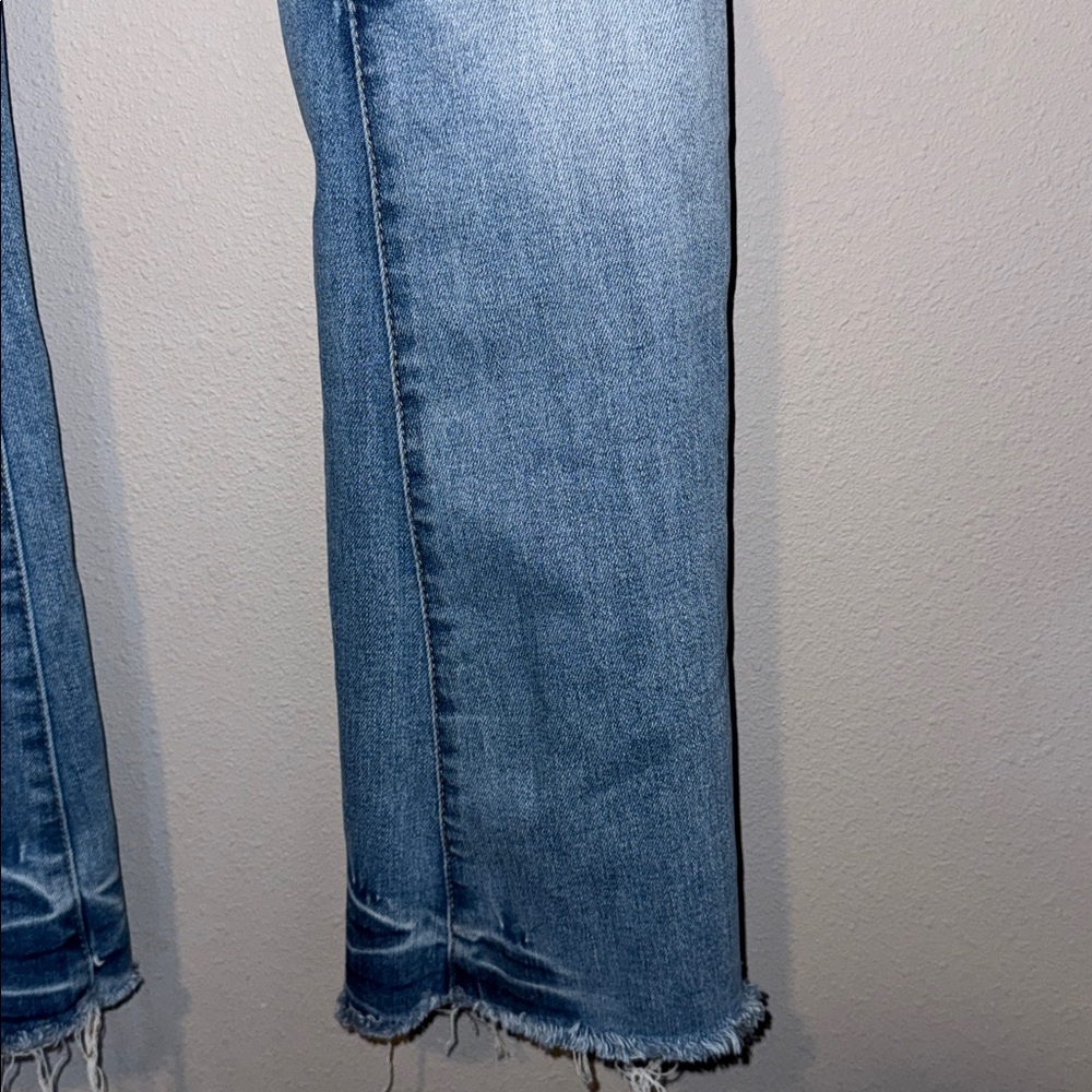 Vervet Denim Distressed Flare Jeans with Raw Hem - Picture 13 of 15
